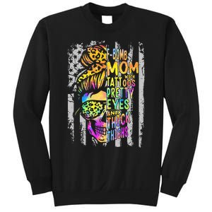 F Bomb Mom With Tattoos Pretty Eyes And Thick Thighs Skull Sweatshirt