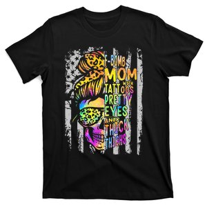 F Bomb Mom With Tattoos Pretty Eyes And Thick Thighs Skull T-Shirt