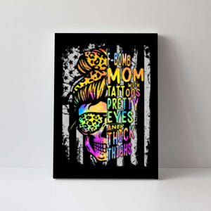 F Bomb Mom With Tattoos Pretty Eyes And Thick Thighs Skull Canvas