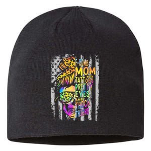 F Bomb Mom With Tattoos Pretty Eyes And Thick Thighs Skull Sustainable Beanie