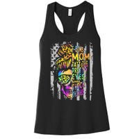 F Bomb Mom With Tattoos Pretty Eyes And Thick Thighs Skull Women's Racerback Tank