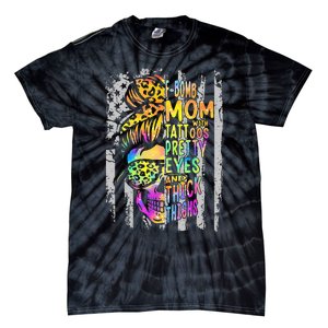 F Bomb Mom With Tattoos Pretty Eyes And Thick Thighs Skull Tie-Dye T-Shirt