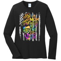 F Bomb Mom With Tattoos Pretty Eyes And Thick Thighs Skull Ladies Long Sleeve Shirt