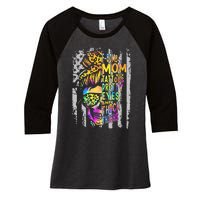 F Bomb Mom With Tattoos Pretty Eyes And Thick Thighs Skull Women's Tri-Blend 3/4-Sleeve Raglan Shirt