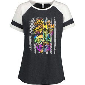 F Bomb Mom With Tattoos Pretty Eyes And Thick Thighs Skull Enza Ladies Jersey Colorblock Tee