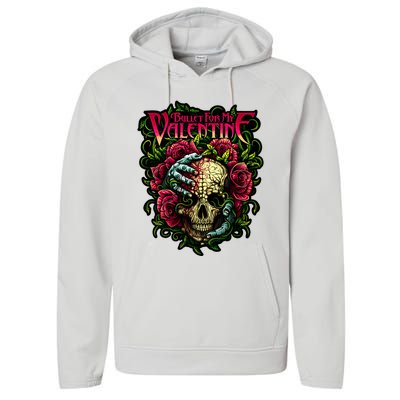 Funny Bullet My Valentine Skull Roses And Red Blood Horror Performance Fleece Hoodie