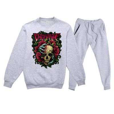 Funny Bullet My Valentine Skull Roses And Red Blood Horror Premium Crewneck Sweatsuit Set