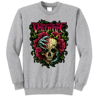 Funny Bullet My Valentine Skull Roses And Red Blood Horror Tall Sweatshirt