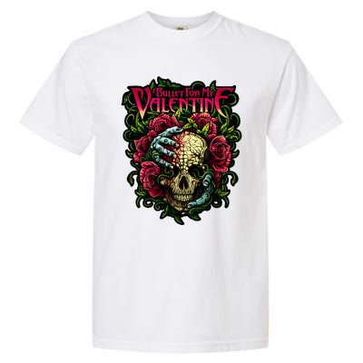 Funny Bullet My Valentine Skull Roses And Red Blood Horror Garment-Dyed Heavyweight T-Shirt