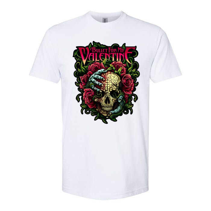 Funny Bullet My Valentine Skull Roses And Red Blood Horror Softstyle CVC T-Shirt