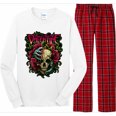 Funny Bullet My Valentine Skull Roses And Red Blood Horror Long Sleeve Pajama Set