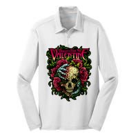 Funny Bullet My Valentine Skull Roses And Red Blood Horror Silk Touch Performance Long Sleeve Polo