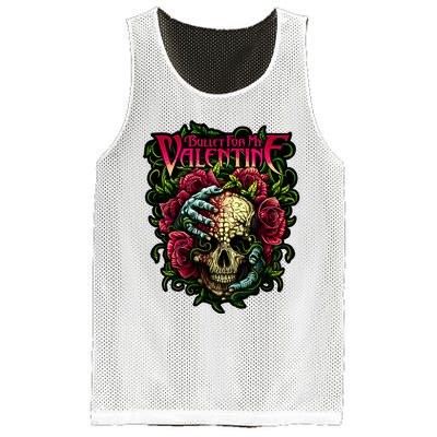 Funny Bullet My Valentine Skull Roses And Red Blood Horror Mesh Reversible Basketball Jersey Tank