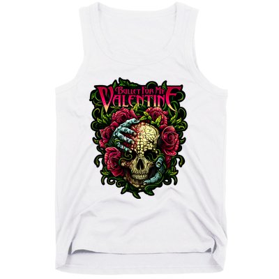 Funny Bullet My Valentine Skull Roses And Red Blood Horror Tank Top