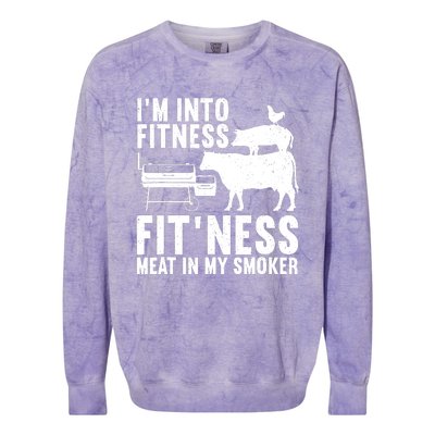 Funny Bbq Meat Smoking Art Barbeque Griller Colorblast Crewneck Sweatshirt