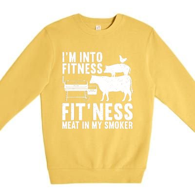 Funny Bbq Meat Smoking Art Barbeque Griller Premium Crewneck Sweatshirt