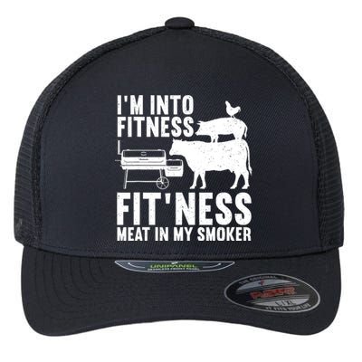 Funny Bbq Meat Smoking Art Barbeque Griller Flexfit Unipanel Trucker Cap