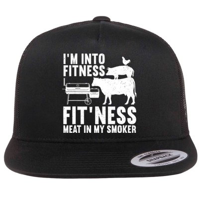 Funny Bbq Meat Smoking Art Barbeque Griller Flat Bill Trucker Hat