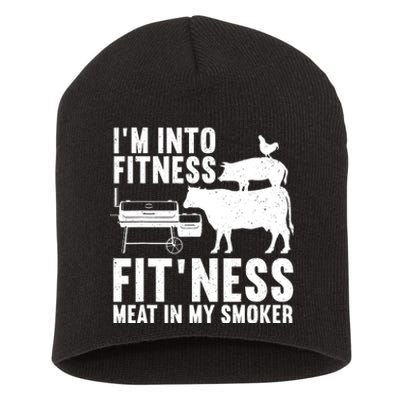 Funny Bbq Meat Smoking Art Barbeque Griller Short Acrylic Beanie