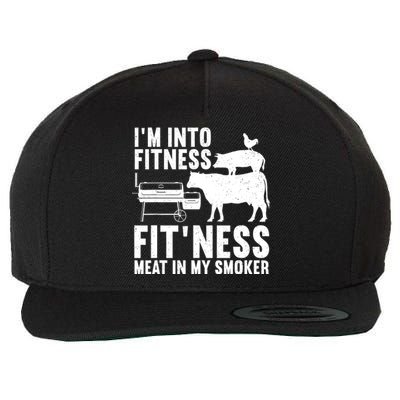 Funny Bbq Meat Smoking Art Barbeque Griller Wool Snapback Cap