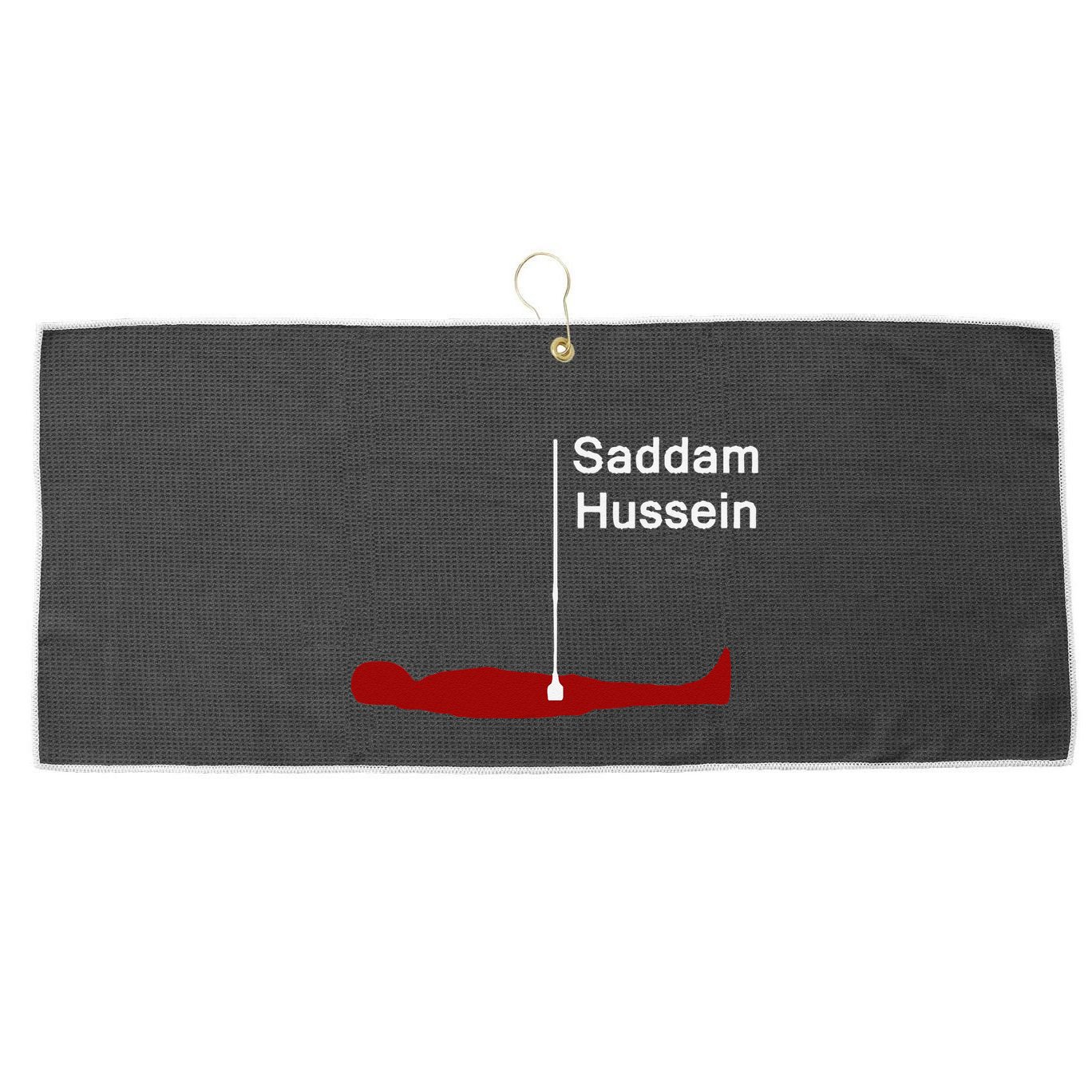 Funny Brainrot Meme Saddam HusseinS Hiding Spot Teen Joke Large Microfiber Waffle Golf Towel