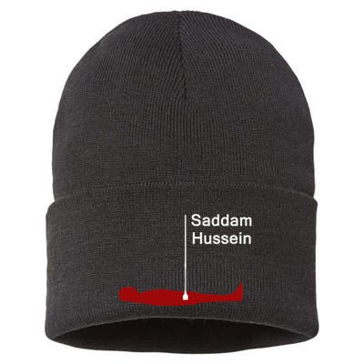 Funny Brainrot Meme Saddam HusseinS Hiding Spot Teen Joke Sustainable Knit Beanie