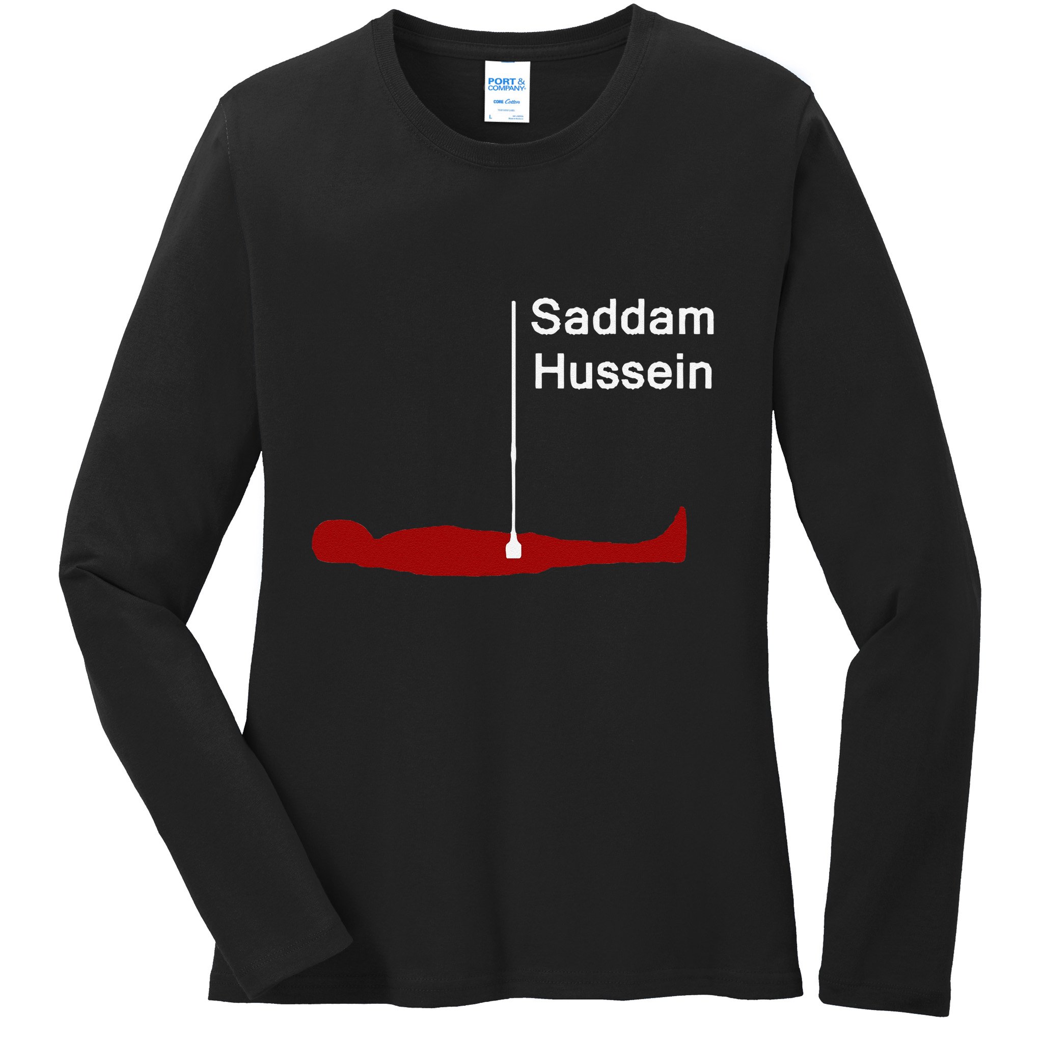 Funny Brainrot Meme Saddam HusseinS Hiding Spot Teen Joke Ladies Long Sleeve Shirt