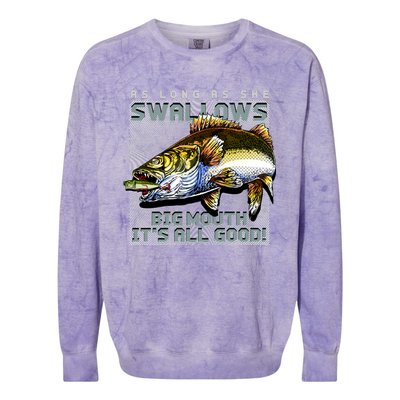 Funny Big Mouth Bass Swallows Colorblast Crewneck Sweatshirt