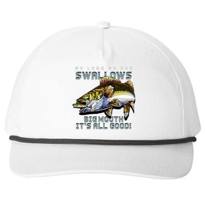 Funny Big Mouth Bass Swallows Snapback Five-Panel Rope Hat