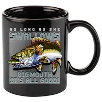 Funny Big Mouth Bass Swallows 11oz C Handle Ceramic Mug