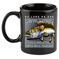 Funny Big Mouth Bass Swallows 11oz C Handle Ceramic Mug