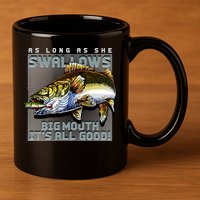Funny Big Mouth Bass Swallows 11oz C Handle Ceramic Mug