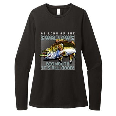 Funny Big Mouth Bass Swallows Womens CVC Long Sleeve Shirt