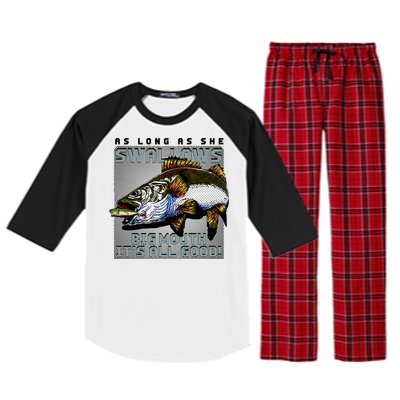 Funny Big Mouth Bass Swallows Raglan Sleeve Pajama Set