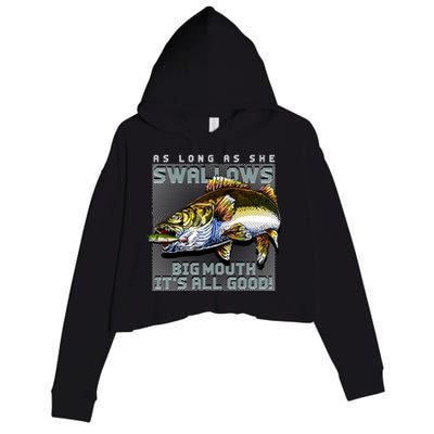 Funny Big Mouth Bass Swallows Crop Fleece Hoodie