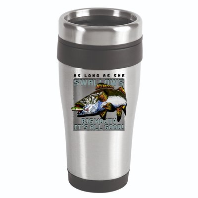 Funny Big Mouth Bass Swallows 16oz Travel Tumbler