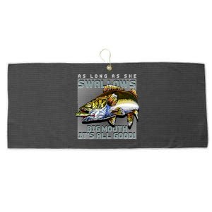 Funny Big Mouth Bass Swallows Large Microfiber Waffle Golf Towel