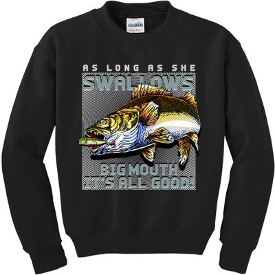 Funny Big Mouth Bass Swallows Kids Sweatshirt