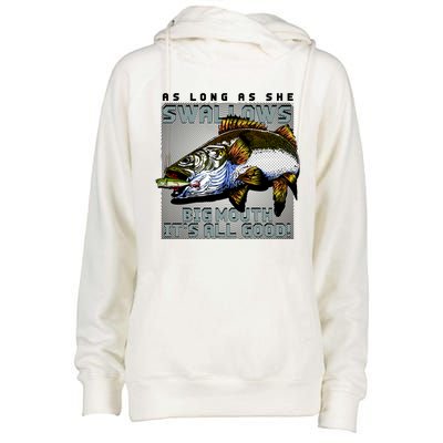 Funny Big Mouth Bass Swallows Womens Funnel Neck Pullover Hood