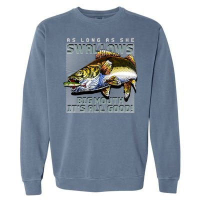 Funny Big Mouth Bass Swallows Garment-Dyed Sweatshirt