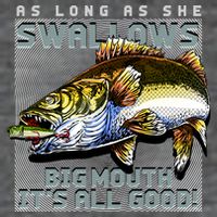 Funny Big Mouth Bass Swallows 7 Panel Mesh Trucker Snapback Hat