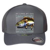 Funny Big Mouth Bass Swallows Flexfit Unipanel Trucker Cap