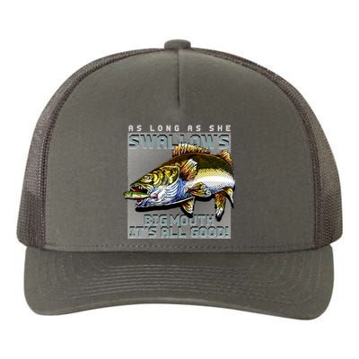 Funny Big Mouth Bass Swallows Yupoong Adult 5-Panel Trucker Hat