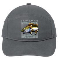 Funny Big Mouth Bass Swallows 7-Panel Snapback Hat