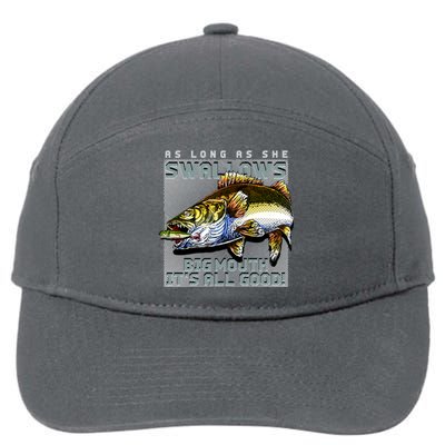 Funny Big Mouth Bass Swallows 7-Panel Snapback Hat