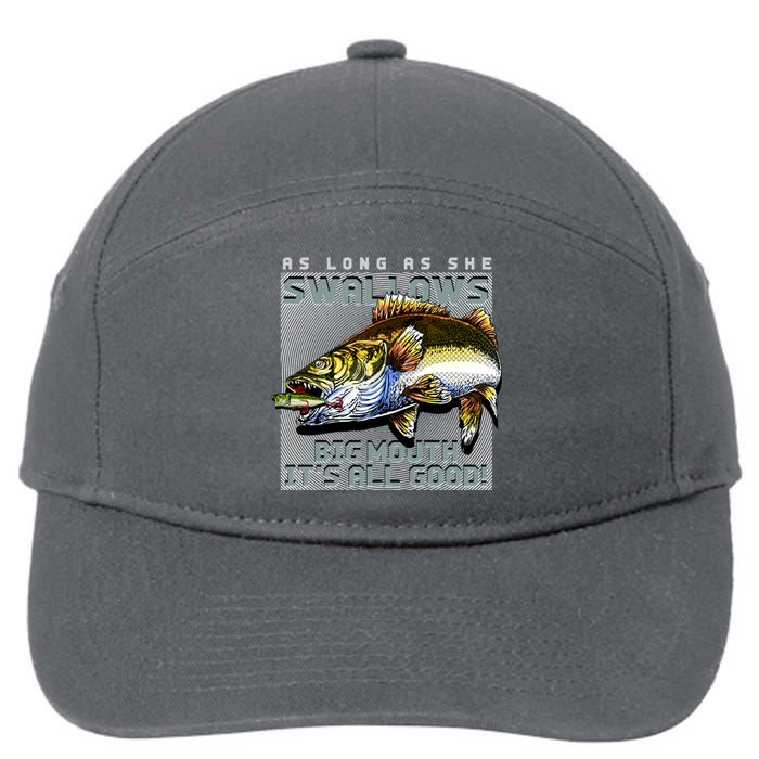 Funny Big Mouth Bass Swallows 7-Panel Snapback Hat