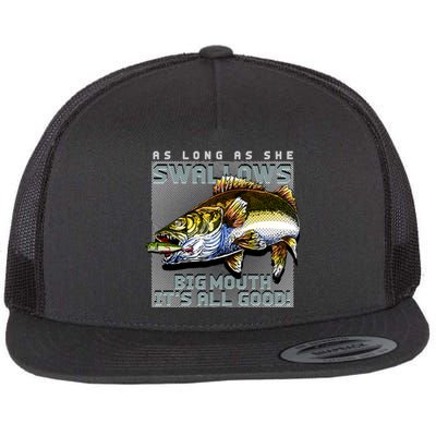 Funny Big Mouth Bass Swallows Flat Bill Trucker Hat