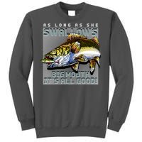 Funny Big Mouth Bass Swallows Tall Sweatshirt