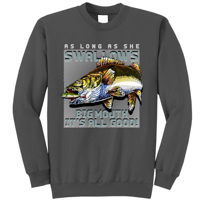 Funny Big Mouth Bass Swallows Tall Sweatshirt