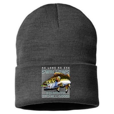 Funny Big Mouth Bass Swallows Sustainable Knit Beanie